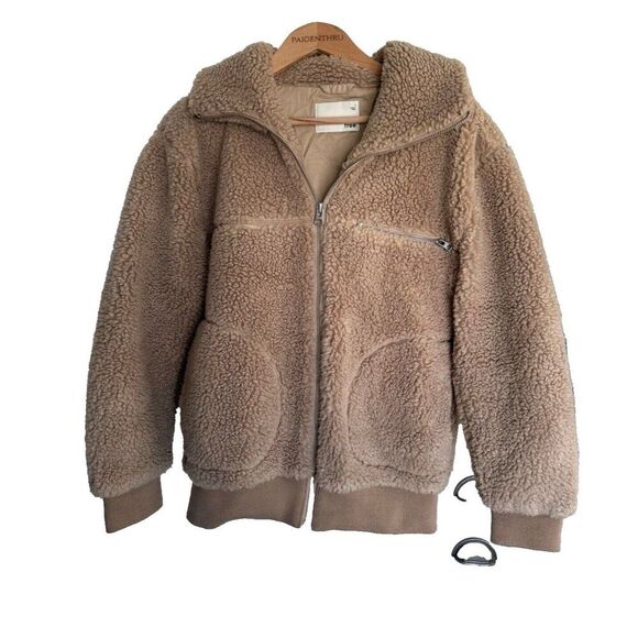 Aritzia Wilfred Free The Teddy Jacket Zip Up Sherpa in Tan Small Oversized - Picture 2 of 12